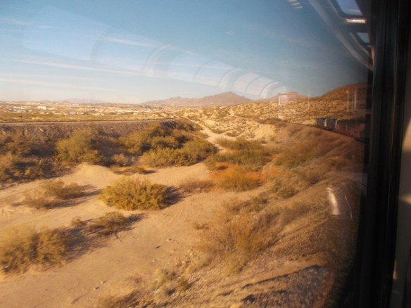 The train has to curve around cliffs to get into the Rio Grande Valley.